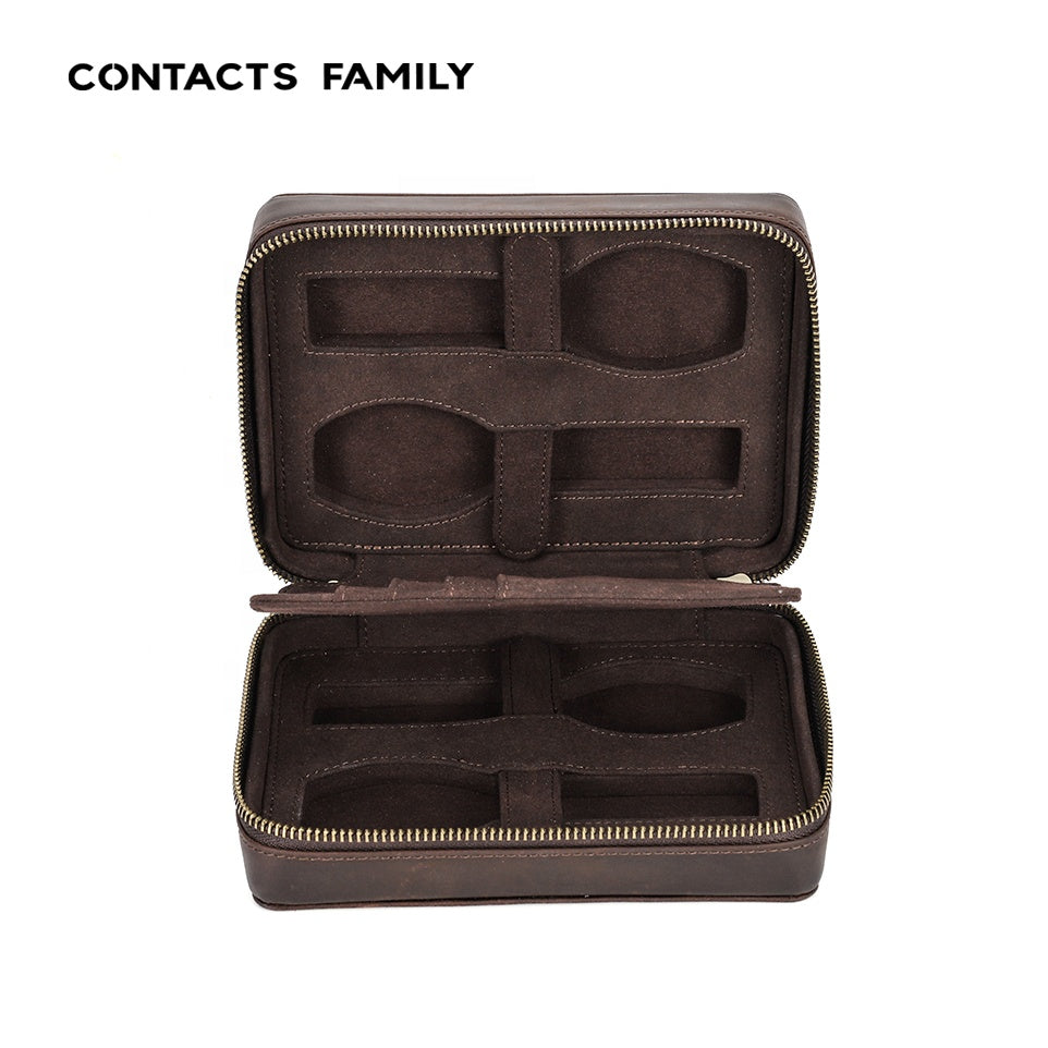 Custodia da viaggio per orologi di forma rettangolare chiusura con cerniera a zip e porta passaporto incluso