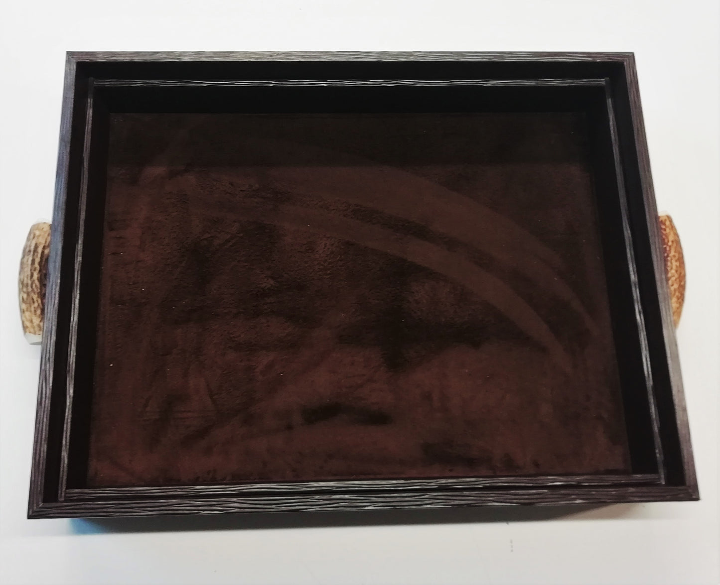 Vassoio porta oggetti con maniglie in cervo